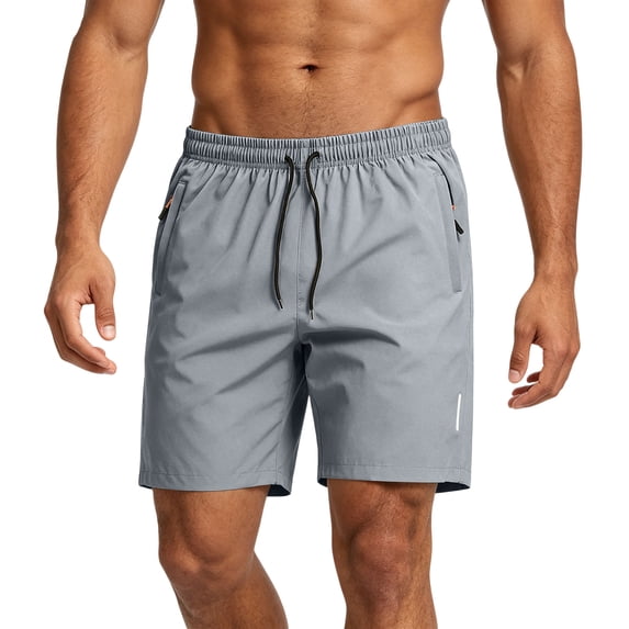 Inglocry Mens Athletic Shorts 7 Inch Elastic Waist Lightweight Quick Dry Running Shorts for Workout Running Hiking 2026 Light Gray 3XL