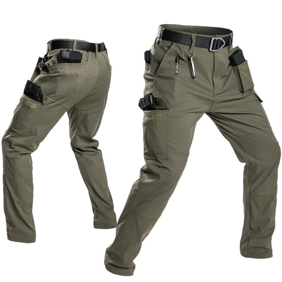 Inglocry Mens Cargo Work Pants Ripstop Tactical Pants for Construction Electrician Multi-Pocket Hiking Outdoor Army Green M