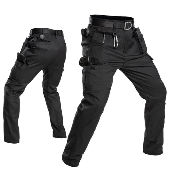 Inglocry Mens Cargo Work Pants Ripstop Tactical Pants for Construction Electrician Multi-Pocket Hiking Outdoor Black M