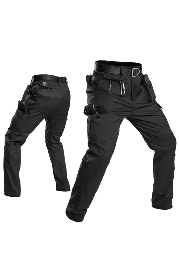 Mens Cargo Work Pants Ripstop Tactical Pants for Construction Electrician Multi-Pocket Hiking Outdoor Black S