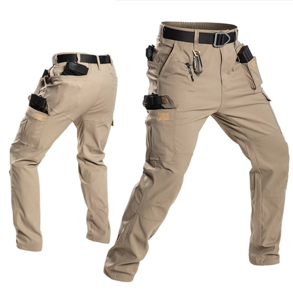 Inglocry Mens Cargo Work Pants Ripstop Tactical Pants for Construction Electrician Multi-Pocket Hiking Outdoor Khaki S