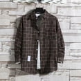 thumbnail image 1 of Inglocry Mens Long Sleeve Button Down Shirts Casual Plaid Shirt with Practical Pockets Comfortable and Soft Coffee 2XL, 1 of 3