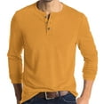 thumbnail image 1 of Inglocry Mens Long Sleeve Henley Shirts Stretch Casual 3 Button Tee Baisc Plain Soft Basic Tops For Men Ginger M, 1 of 7