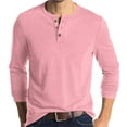 thumbnail image 1 of Inglocry Mens Long Sleeve Henley Shirts Stretch Casual 3 Button Tee Baisc Plain Soft Basic Tops For Men Pink L, 1 of 7