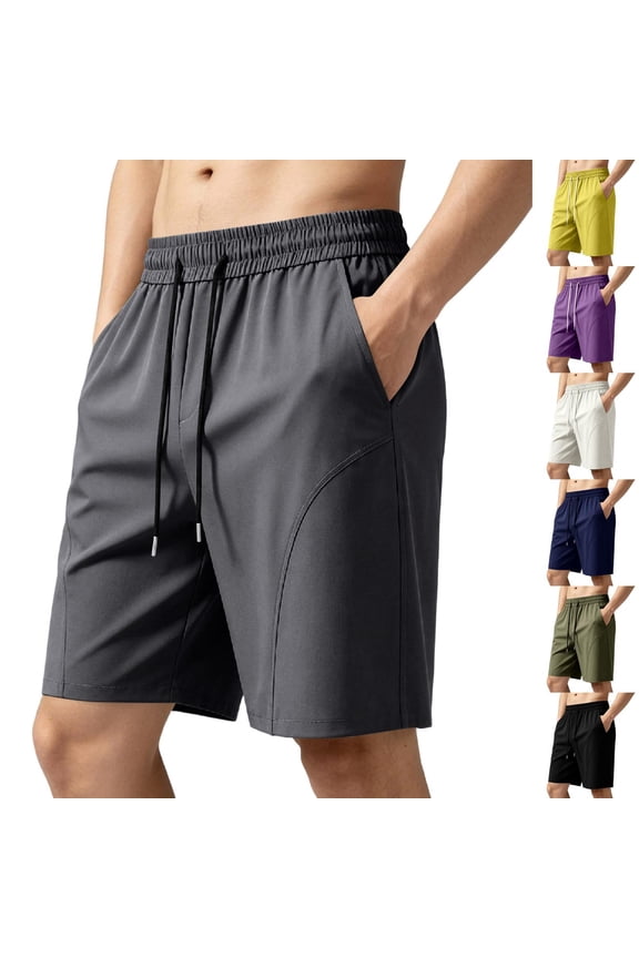 Mens Quick Dry Athletic Shorts Breathable Lightweight Casual Low Waisted Bermuda Shorts with Pockets Stretchy Workout Gym Pants Navy S