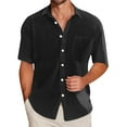 thumbnail image 1 of Inglocry Mens Short Sleeve Button Down Shirts Casual Cotton Shirt Summer Beach Tops with Pocket Black M, 1 of 5