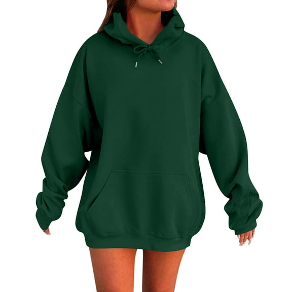 Inglocry Oversized Hoodies for Women 2026 Cute Hoodie Plus Size Plain Basic Soft Sweatshirts Tops Fall Winter Trendy Outfits Dark Green 3XL