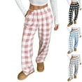 thumbnail image 1 of Inglocry Pajama Pants Women Fuzzy Flannel Plaid Pants Warm Wide Leg Lounge Fleece Pj Pant with Pockets Pajama Bottoms Black S, 1 of 7