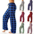 thumbnail image 1 of Inglocry Pajamas Pants for Women Plaid Cozy Lounge Pants Soft Comfy Sleepwear Casual Drawstring Pj Bottoms Baggy Trousers Red L, 1 of 5