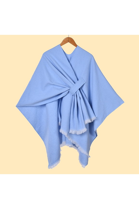 Pashmina Women Shawls Wrap Poncho Elegant Soft Cape Open Front Cardigan Oversized Blanket Wraps Warm Fall Winter Home Blue