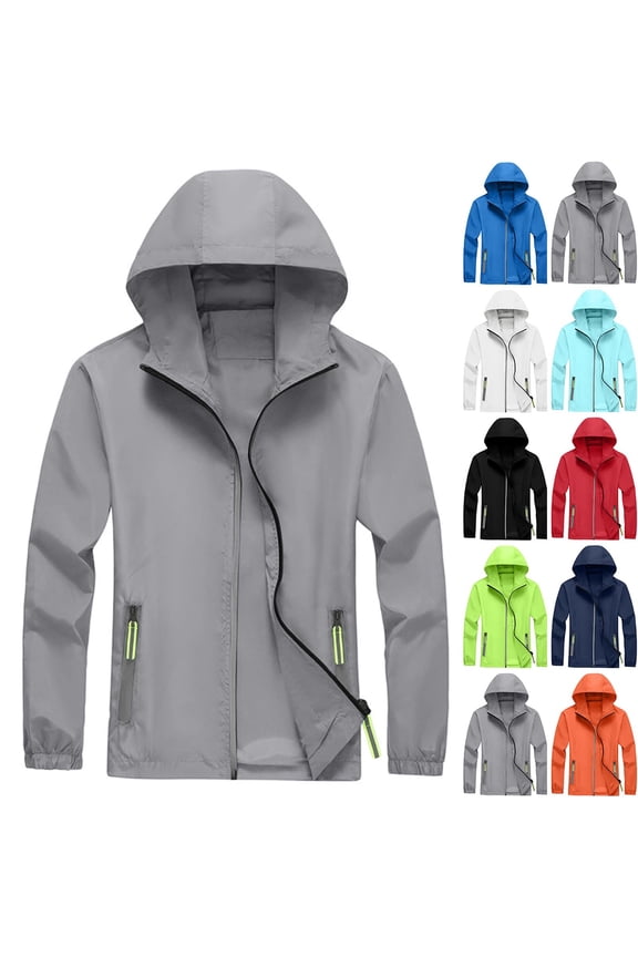 Rain Jacket Men Lightweight Waterproof Raincoat Packable Hooded Windbreaker with Pockets for Hiking Travel Dark Blue XL