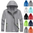 thumbnail image 1 of Inglocry Rain Jacket Men Lightweight Waterproof Raincoat Packable Hooded Windbreaker with Pockets for Hiking Travel Gray 7XL, 1 of 5