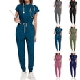 thumbnail image 1 of Inglocry Scrubs Set for Women,Quick Dry Soft Stretch Jumpsuit & Jogger with Multi Pocket for Nurse Esthetician Workwear Army Green 2XL, 1 of 5