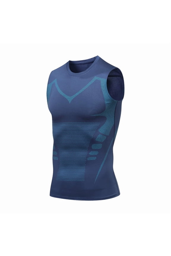 Shirt for Men, Feel The Power of Confidence, Shape & Control, Pull in Your Stomach & Waist,Moisture Wicking Quick-Drying and Breathable 1PC Blue S