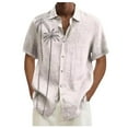 thumbnail image 1 of Inglocry Short Sleeve Shirts for Men Hawaiian Button Down Casual Summer Western Shirts Beach Solid Tshirts Collared Neck Tops White 2XL, 1 of 4