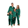 thumbnail image 1 of Inglocry Silk Satin Christmas Pajamas for Family Striped Button Down Shirt and Pants Xmas Pjs Matching Sets Sleepwear Jammies Green 140, 1 of 6