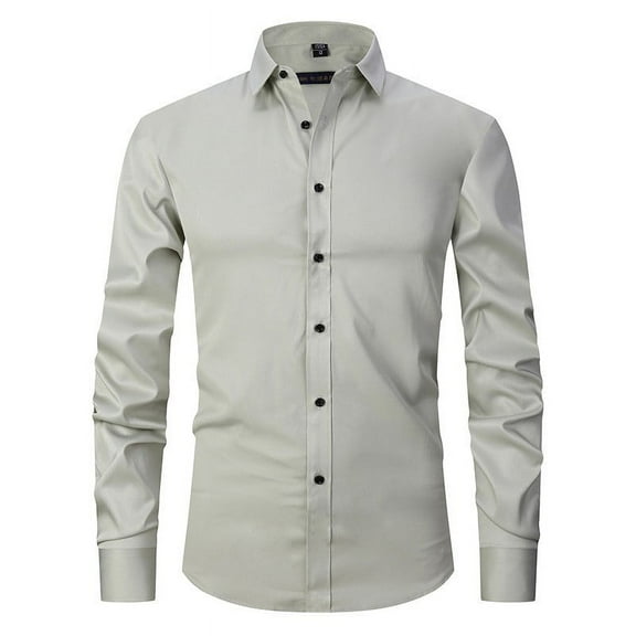 Inglocry Slim Fit Mens Dress Shirts for Men Button Down Long Sleeve Dress Shirts Wrinkle Free Formal Stain Proof Khaki S