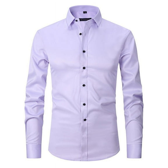 Inglocry Slim Fit Mens Dress Shirts for Men Button Down Long Sleeve Dress Shirts Wrinkle Free Formal Stain Proof Light Purple S