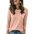 thumbnail image 1 of Inglocry Sweaters for Women Lightweight Pullover Tops Long Sleeve Shirts Crewneck Fashion Clothes Fall Spring Solid Top 2026 Pink L, 1 of 4