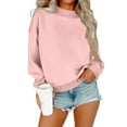 thumbnail image 1 of Inglocry Sweatshirts Oversized Crewneck Fleece Pullover Trendy Cute Long Sleeve Drop Shoulder Sweater Tops Pink S, 1 of 6