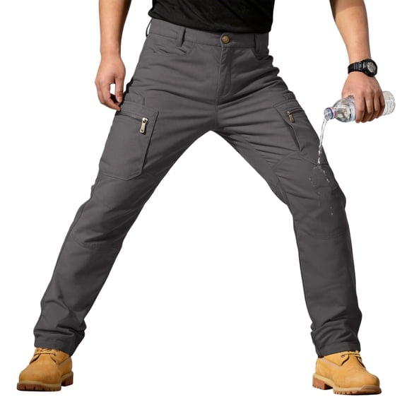 Inglocry Tall Mens Tactical Cargo Pants Ripstop Work Trousers Lightweight Outdoor Hiking Extra Long Bottoms Multi Pockets Gray 2XL