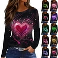 thumbnail image 1 of Inglocry Valentine Shirts for Women 2026 Long Sleeve Crew Neck Holiday Heart Print Tops Tunic Loose Fit Blouses Hot Pink#1 XL, 1 of 6