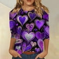 thumbnail image 1 of Inglocry Valentines Shirts For Women 3/4 Length Sleeve Valentine Day Top 2026 Cute Heart Printed Graphic Shirt Crewneck Pullover Hot Pink 5XL, 1 of 4