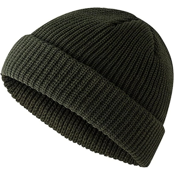Inglocry Winter Beanies Hat for Men Women Fashion Casual Solid Color Knitted Unisex Winter Hat Outdoor All-Day Warmth Army Green