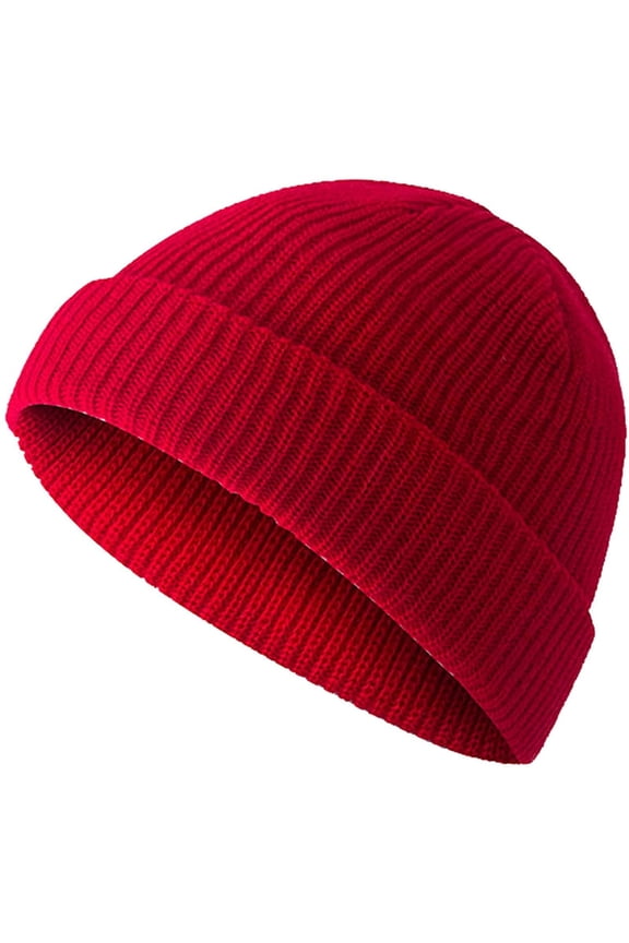 Winter Beanies Hat for Men Women Fashion Casual Solid Color Knitted Unisex Winter Hat Outdoor All-Day Warmth Red