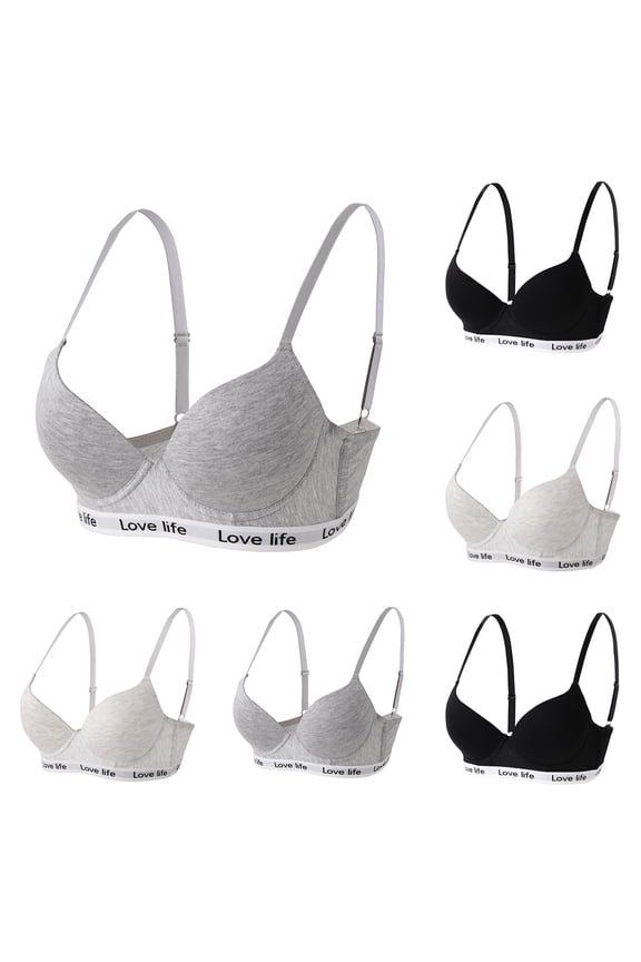 Wireless Lift Up Bras for Women Small Breasted T-Shirt Wirefree Padded Bras Light Gray 70B