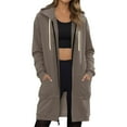 thumbnail image 1 of Inglocry Women Casual Zip up Polyester Hoodies, Fashion Long Hoodies Sweatshirts, Oversized Casual Fall Winter Hoodie Jackets Light Brown S, 1 of 5