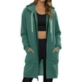 thumbnail image 1 of Inglocry Women Casual Zip up Polyester Hoodies, Fashion Long Hoodies Sweatshirts, Oversized Casual Fall Winter Hoodie Jackets Light Green XL, 1 of 5