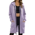 thumbnail image 1 of Inglocry Women Casual Zip up Polyester Hoodies, Fashion Long Hoodies Sweatshirts, Oversized Casual Fall Winter Hoodie Jackets Light Purple M, 1 of 5