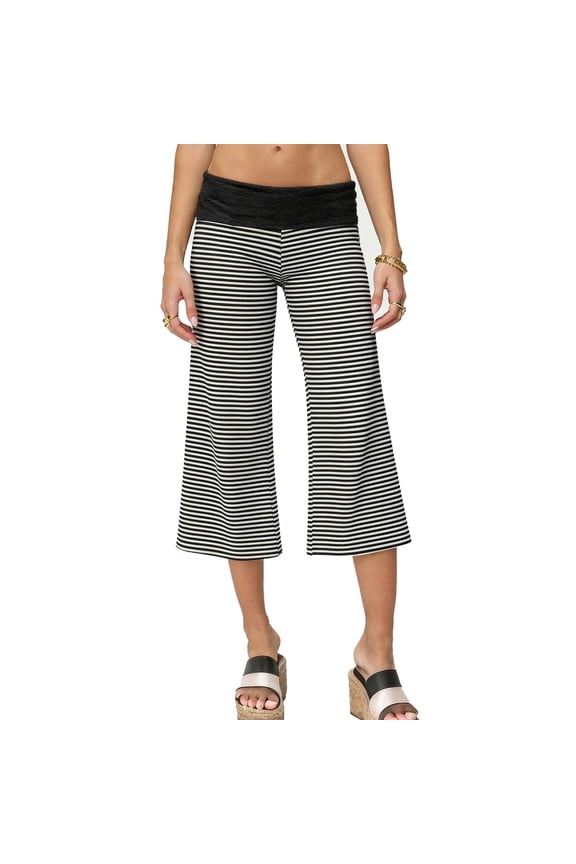 Women Fold Over Gaucho Pants Wide Leg Low Rise Flowy Capri Pants Yoga Lounge Cropped Flare Bottoms Culottes Summer 2026 Dark Gray S