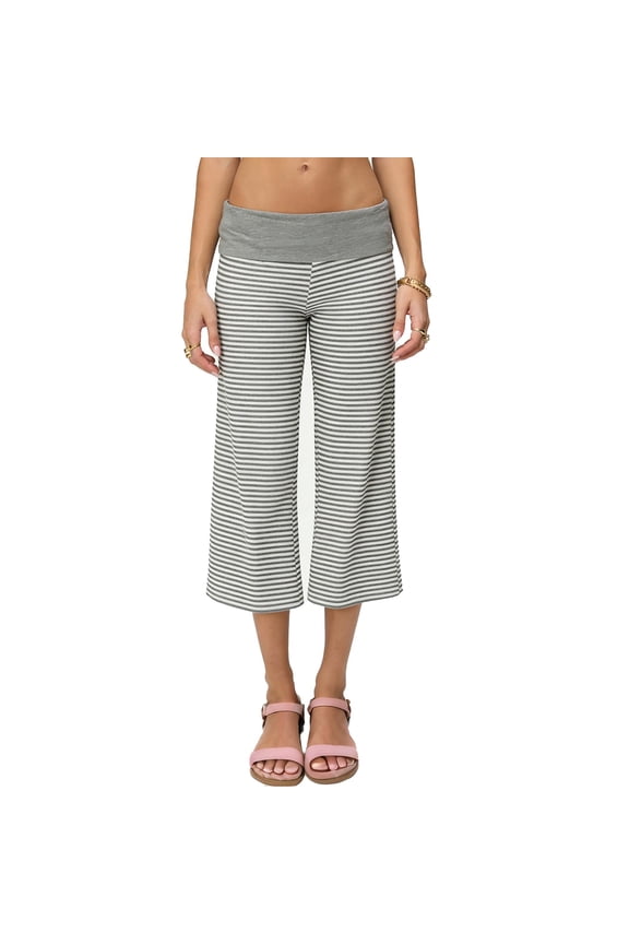 Women Fold Over Gaucho Pants Wide Leg Low Rise Flowy Capri Pants Yoga Lounge Cropped Flare Bottoms Culottes Summer 2026 Gray L
