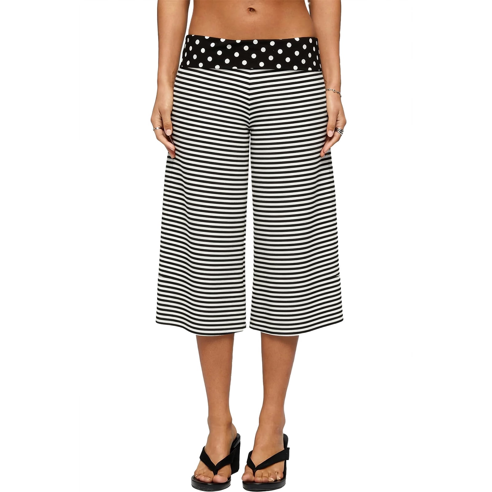 Inglocry Women Fold Over Gaucho Pants Wide Leg Low Rise Flowy Capri Pants Yoga Lounge Cropped Flare Bottoms Culottes Summer 2026 Light Gray M