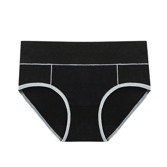 Inglocry Women's Cotton Underwear Stretch Mid Waisted Briefs Ladies Panties Black M