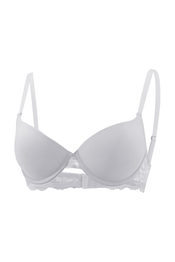 Women's Push-up Bra No-Poke Underwire Push-up Bras for Women, Convertible, Demi Coverage Silver 80B