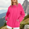thumbnail image 1 of Inglocry Women's Rain Jacket Soft Lightweight Full Zip Sweatshirts Coat Casual Winter Warm Sweaters with Pockets Outdoor Coat Hot Pink 2XL, 1 of 5