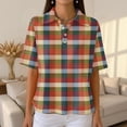 thumbnail image 1 of Inglocry Women's Waffle Polos Golf Shirts Short Sleeve Striped V Neck T-Shirt Summer Casual Tennis Work Athletic Tops Orange L, 1 of 7