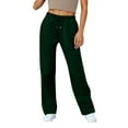 thumbnail image 1 of Inglocry Women's Wide Leg Sweatpants Baggy Straight Leg Lounge Pants Fall Outfits Athletic Joggers with Pockets Army Green L, 1 of 4