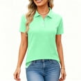 thumbnail image 1 of Inglocry Womens 3/4 Length Sleeve Tops V Neck Casual Basic Tees Work Polo Shirts Collared Summer Top with Front Pocket Mint Green 3XL, 1 of 5