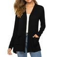thumbnail image 1 of Inglocry Womens Casual Lightweight Long Sleeve Cardigan Flowy Soft Open Front Cardigan Sweaters Fashion Fall Clothes 2025 Black 2XL, 1 of 3