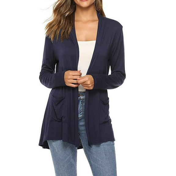 Inglocry Womens Casual Lightweight Long Sleeve Cardigan Flowy Soft Open Front Cardigan Sweaters Fashion Fall Clothes 2025 Navy S