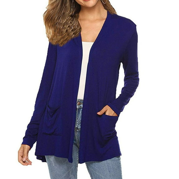 Inglocry Womens Casual Lightweight Long Sleeve Cardigan Flowy Soft Open Front Cardigan Sweaters Fashion Fall Clothes 2025 Royal Blue L