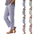 thumbnail image 1 of Inglocry Womens Faux Linen Striped Barrel Pants Comfy Drawstring Capri Pant with Pockets Summer Beach Vacation Lounge Trousers 2026 Army Green 2XL, 1 of 6