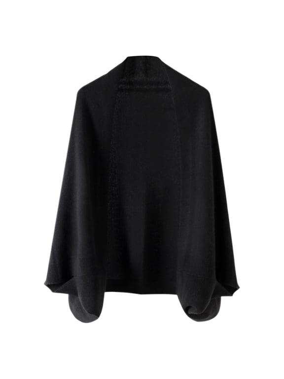 Women's Soft Shawls and Wraps Warm Shawl with Sleeves Pashminas Plain Shawl Wrap Lightweight Open Front Shawls 2026 Black 50 In