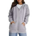 thumbnail image 1 of Inglocry Womens Zip Up Hoodies Oversized Fall Sweatshirts 2025 Cute Y2K Long Sleeve Fleece Jackets Winter Clothes With Pockets Gray M, 1 of 4