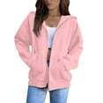 thumbnail image 1 of Inglocry Zip Up Hoodie Women Lightweight Fleece Jacket Y2k Drawstring Hooded Sweatshirts Preppy Fall Clothes with Pockets Pink XL, 1 of 6