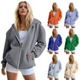 thumbnail image 1 of Inglocry Zip Up Hoodie Women Y2k Oversized Sweatshirt Casual Long Sleeve Jacket Lightweight Fall Winter Fashion Hoodies Clothes with Pockets Blue XL, 1 of 5